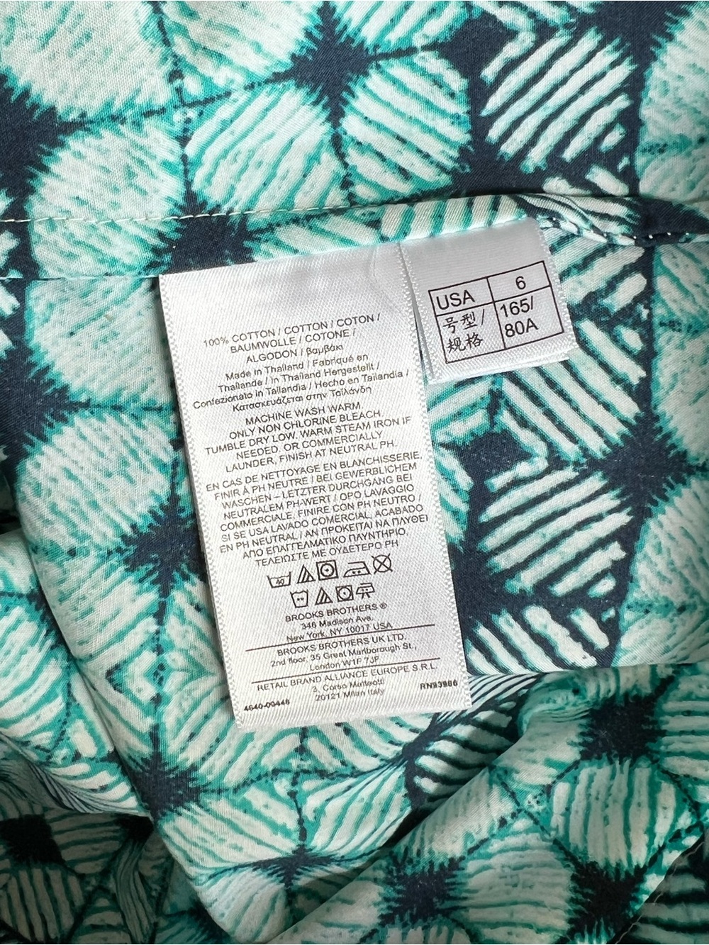 Brooks Brothers 346 NWT Teal Geometric Print Dress with Tie Waist Women’s 6 - Picture 7 of 9